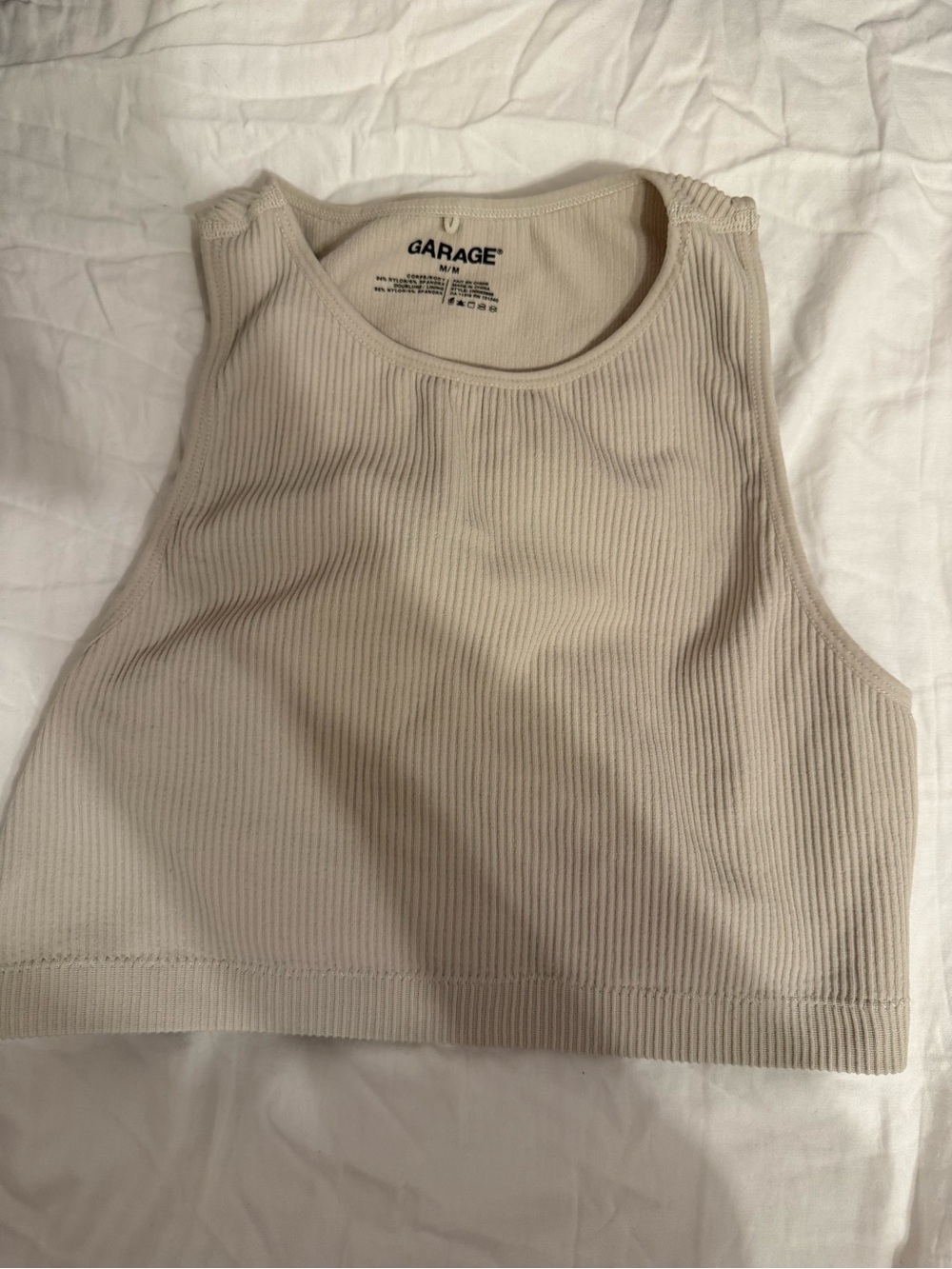 Garage Beige Ribbed Cropped Tank